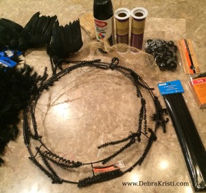 Wreath Supplies in A Raven Ring Wreath for Halloween by Debra Kristi, author