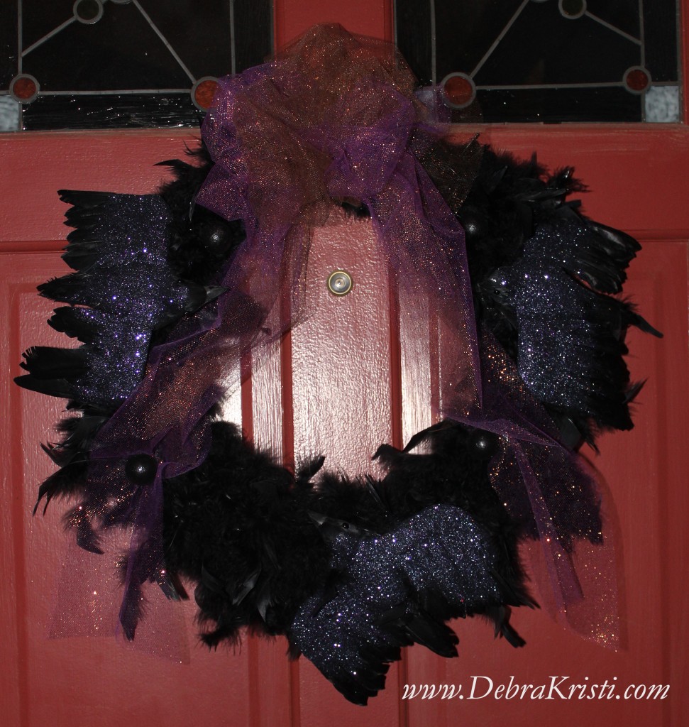 Finished Raven Wreath in A Raven Ring Wreath for Halloween by Debra Krisit, author